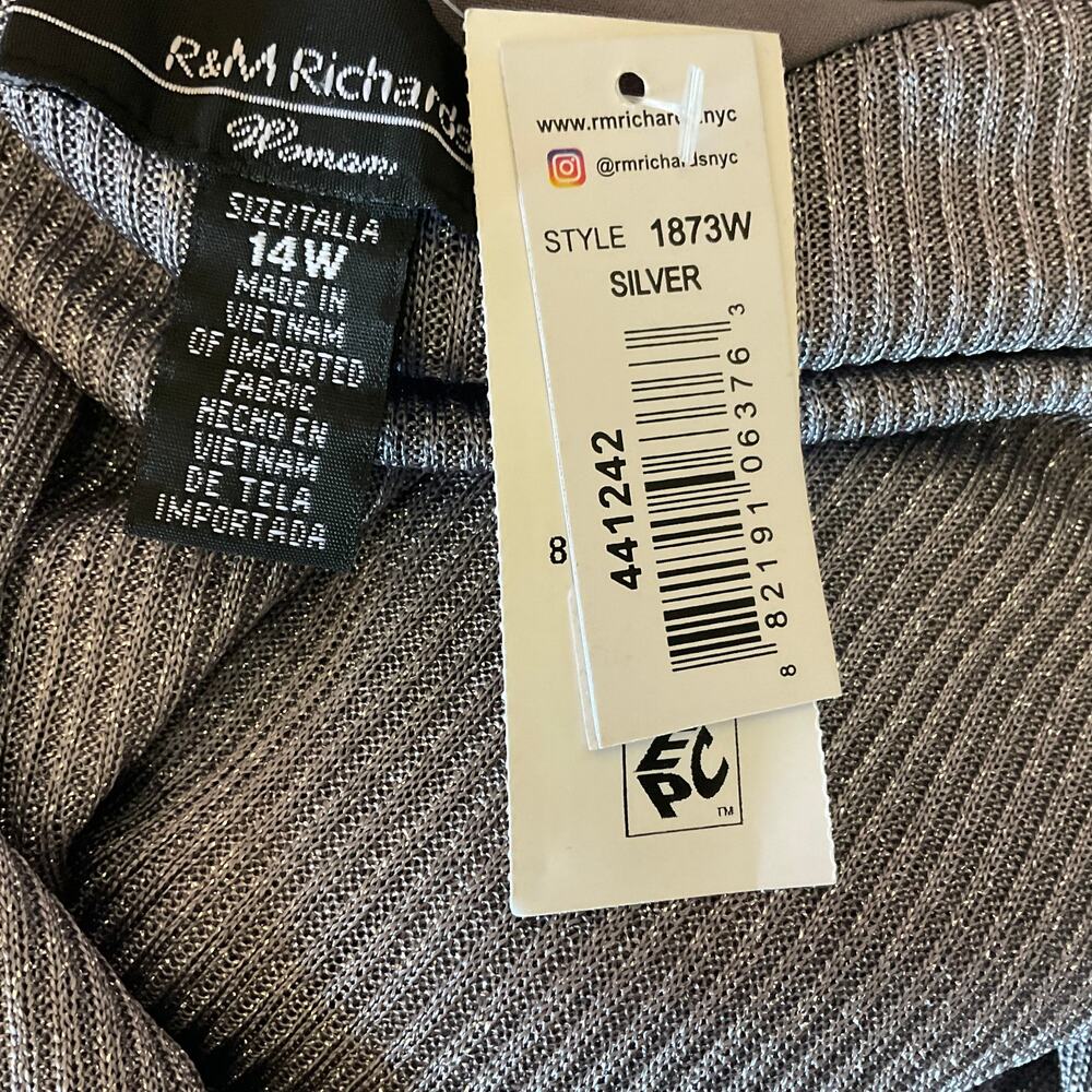 R&M Richards Two-Piece Shift Cocktail Dress and Sparkly Jacket Size 14W Silver - Picture 12 of 14